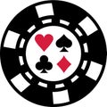 Gambling chip with poker playing cards suits