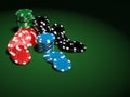 Gambling Chips on Green Background