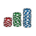 Gambling chips stacks colorful concept