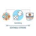 Gambling concept icon. Games of chance idea thin line illustration. Casino. Betting, dices and card games playing Royalty Free Stock Photo