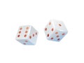 Gambling dice. 3D casino equipment. Realistic white cubes with red dots. Isolated tools for table game and gamble Royalty Free Stock Photo