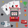 Gambling flat icons set. Casino concept collection. Royalty Free Stock Photo