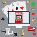 Gambling flat icons set. Casino concept collection. Royalty Free Stock Photo