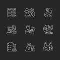 Gambling game types chalk white icons set on dark background