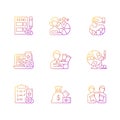 Gambling game types gradient linear vector icons set Royalty Free Stock Photo