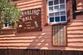 Gambling hall sign on a building on movie set