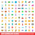 100 gambling icons set, cartoon style Royalty Free Stock Photo