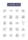 Gambling line vector icons and signs. casino, gambling, gamble, money, poker, play, winner,luck outline vector