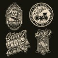 Gambling monochrome vintage badges