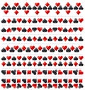 Gambling poker border with red and black symbols, vector illustration. Ideal for printing onto fabric and paper or scrap booking