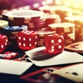 Gambling Poker Cards Chips and Dices Concept Royalty Free Stock Photo