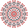 Gambling poker round mandala with red and black symbols, vector