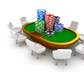 Gambling poker table with chairs and chips on it. Royalty Free Stock Photo