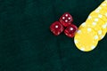 Gambling Red Dice and Money Chips Royalty Free Stock Photo