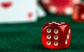 Gambling Red Dice Poker Cards and Money Chips Royalty Free Stock Photo