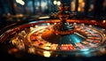 Gambling success roulette wheel spins, chance brings wealth and fun generated by AI