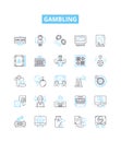 Gambling vector line icons set. Betting, Wagers, Wagering, Gaming, Luck, Risk, Casino illustration outline concept