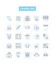 Gambling vector line icons set. Betting, Wagers, Wagering, Gaming, Luck, Risk, Casino illustration outline concept