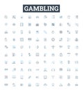 Gambling vector line icons set. Betting, Wagers, Wagering, Gaming, Luck, Risk, Casino illustration outline concept Royalty Free Stock Photo