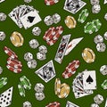 Gambling vintage colorful seamless pattern