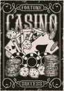 Gambling vintage monochrome poster Royalty Free Stock Photo