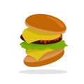 Gamburger Isolated. Hamburger with Meat. Junk Food Royalty Free Stock Photo