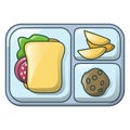 Gamburger on tray icon, cartoon style Royalty Free Stock Photo