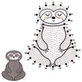 Connect the dots and draw a cute meditating sloth