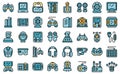 Game accessories icons set vector flat Royalty Free Stock Photo