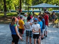 Game activities in a children's camp in Russian city Anapa of the Krasnodar region.