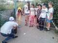 Game activities in a children's camp in Russian city Anapa of the Krasnodar region.