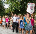 Game activities in a children's camp in Russian city Anapa of the Krasnodar region.