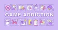 Game addiction word concepts purple banner