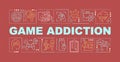 Game addiction word concepts red banner