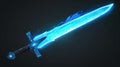 Game animation with sword attack, slash and cut effects. Blue flash of weapon movement, punch and fast hit light effects Royalty Free Stock Photo