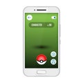 Game app screen pokemon smartphone vector interface. Go, find and catch cute monsters