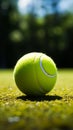 The game is on as the tennis ball bounces on green