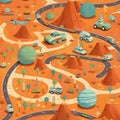 Game background with road and cars. Vector illustration in cartoon style Royalty Free Stock Photo