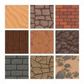 Game background texture. Cartoon ground earth, rock and sand geological structures. Stone or brick masonry templates. Wall UI Royalty Free Stock Photo