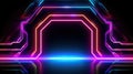 Game background, ultraviolet neon square portal, glowing lines, virtual reality, abstract fashion background, violet