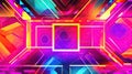 Game background, ultraviolet neon square portal, glowing lines, virtual reality, abstract fashion background, violet