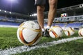 The game balls of UEFA Europa League game between Qabala and PA Royalty Free Stock Photo