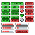Game 8 bit ui controller level and live bars, menu, stop, play buttons