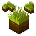 Game block Isometric Landscape Cube land and grass