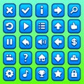 Game blue square buttons set