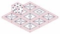 Game Board Isometric: Dice and Geometric Patterns, vector design Generative AI Royalty Free Stock Photo