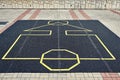 Game board of a traditional Squid Cart Game placed in an elementary school in South Korea