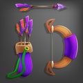 Game bow, arrow and quiver.