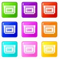 Game cartridge icons 9 set