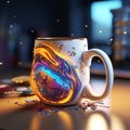 Super Realistic 3d Coffee Mug With Vibrant Colorful Design